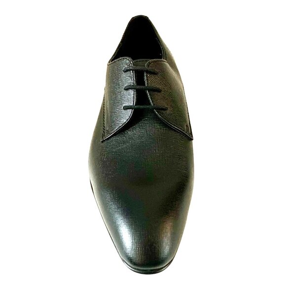 BP Albert Plain Toe Derby Black Saffiano Leather 9 Ortholite Eco Insole New - Picture 3 of 8